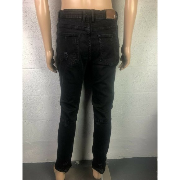 Crysp Denim Men Black Denim Distressed Jeans Size 36 - Picture 6 of 12